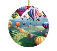 Beautiful Hot Air Balloon Christmas Tree Ceramic Hanging Xmas Tree Decoration Bauble Round Ceramic Decorations Decorative Home Decoration