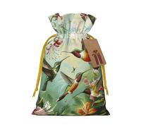 Beautiful Hummingbirds Printed Christmas Drawstring Gift Bags-Xmas Wrapping Bags,Candy Bag,For Holiday Party Decorations,Wedding Party Supplies M Yellow Christmas Ribbon