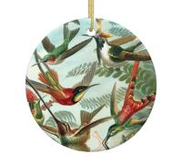 Beautiful Hummingbirds Printing Christmas Tree Ceramic Hanging Personalized Printed Christmas Home Porcelain Decorate Gifts