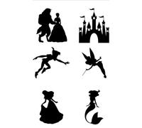 Beautiful Inspired Characters Silhouettes Wall Stickers Beauty and The Beast Tinkerbell Peter Pan Ariel Princess Bell Castle