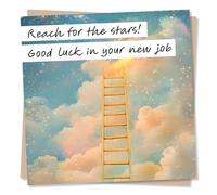 Beautiful Inspiring Good Luck Card For New Job - Magical, Celestial - Reach For The Stars! - For Loved One, Bestie, Friend, Relative, Sister, Brother, Son, Daughter, Other