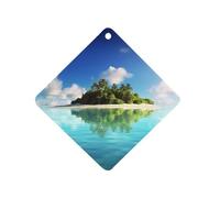 Beautiful Island in The Sea Car Air Freshener Hanging, Long Lasting Scented Car Aromatherapy Tablets, Rhombus Fragrance Scented Cards for Vehicles, Bedroom, Wardrobe Gray-style