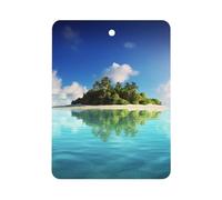 Beautiful Island in The Sea Car Air Freshener Hanging, Long Lasting Scented Car Aromatherapy Tablets, Square Fragrance Scented Cards for Vehicles, Bedroom, Wardrobe Gray-style