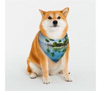 Beautiful Island in The Sea Dog Bandanas Medium Adjustable Dog Scarf Triangle Bibs Double Reversible Kerchief Scarf Washable Daily Handkerchief for Medium Large Dog Puppy Cat Gift