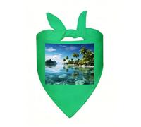 Beautiful Island in The Sea Dog Bandanas Triangle Dog Scarf Soft Bibs Kerchief for Small Medium Large Pets, Stylish Handkerchief Adjustable Pet Bandana for Birthday, Wedding, Party
