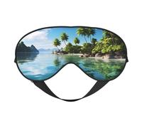 Beautiful Island in The Sea Eyes Sleep Mask Adjustable Strap Sleeping Eye Mask Light Blocking Blindfold Eye Sleep Shade Cover Bedtime Blackout Eyeshade for Yoga Nap Travel
