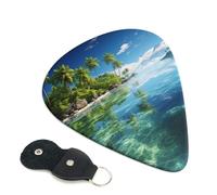 Beautiful Island In The Sea Guitar Plectrums, 6 Guitar Plectrums, Double Sided Printing, For Acoustic Guitar, Bass, Ukulele, Electric Guitar (0.46 Mm 0.71 Mm 0.96 Mm)