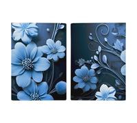 Beautiful Island In The Sea Passport Wallet Travel Passport Holder Pu Passport Cover Slim Card Case Cover for Women Men Leather Holder Case Travelling Essentials, Blue Flowers, 20.3x13.8cm