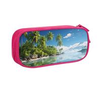 Beautiful Island in The Sea Pencil Case, Zip Smooth Pencil Case, Portable Pencil Case Large School Stationery Storage Bag, Make-Up Bag