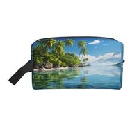 Beautiful Island in The Sea Portable Large-Capacity Travel Toiletry Bag (Print Models) Waterproof Makeup Storage Bag for Men and Women for Business Trips, Fitness, Bathroom, Daily Storage