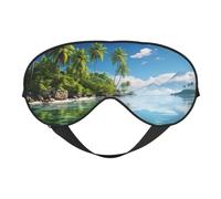 Beautiful Island in The Sea Sleep Mask for Women & Men - Double-Sided Eye Mask with Adjustable Strap, Soft Silky Feel, Light-Blocking & Breathable for Travel, Nap, Shift Work, Yoga