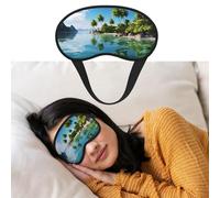 Beautiful Island in The Sea Sleep Mask Women Men Soft Comfortable Eye Mask Shade Cover with Adjustable Strap for Travel Yoga Nap Sleeping