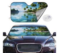 Beautiful Island in The Sea Windshield Sun Shade for Car,Personalized Front Window Sun Shade Visor Shield Cover Foldable Car Sun Shade Uv Ray Reflector Keeps Your Vehicle Cool 55x30 Inch
