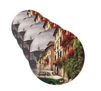 Beautiful Italy 4 Pcs Car Air Freshener Lavender Hanging Scented Cards Automotive Scented Hanging Sheets Round Shape For Car Home Office Closet Bathroom