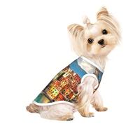 beautiful Italy print Dog Shirts for Small Dogs Stretchy T-Shirts Lightweight Tank Top Sleeveless Striped Vest