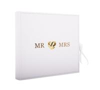 Beautiful Ivory Suede Wedding Album Holding 160 4 x 6 Photos with Gold Hearts Happy Homewares Ivory One Size