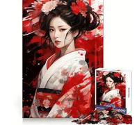 Beautiful Japanese Geisha 1000 Piece Jigsaw Puzzles for Adults Teenagers Reasoning Practice Restful Escape Premium Edges Meaningful Gift (38x52cm)