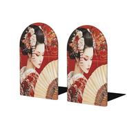 Beautiful Japanese Geisha Girl Bookends For Shelves 2 Pcs Wooden Book Stopper Organizer For Home Office Libraries