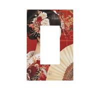 Beautiful Japanese Geisha Girl Light Switch Wall Plate Faceplate Cover Single Rocker 1 Gang Decorator Outlet Receptacle Covers for Home Kitchen Room Bathroom Decor
