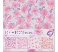 Beautiful Japanese Origami Paper (a.k.a. Chiyogami), Each Contains Four Different Designs, Made in Japan (Sakura New Edition (Cherry Blossoms) 48sheets)