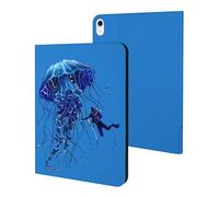 Beautiful Jelly Fish with Scuba Diver Case Compatible for iPad 10代 (10.9in) Tablet Cases Stand Protective Cover with Sleep/Wake