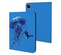 Beautiful Jelly Fish with Scuba Diver Case Compatible for IPAD Pro 20/21/22(11in) Tablet Cases Stand Protective Cover with Sleep/Wake