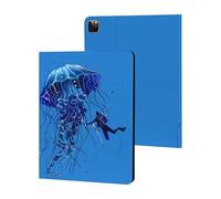 Beautiful Jelly Fish with Scuba Diver Case Compatible for iPad Pro 2020/2021/2022 (12.9in) Tablet Cases Stand Protective Cover with Sleep/Wake