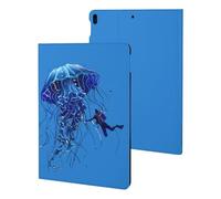 Beautiful Jelly Fish with Scuba Diver Case Compatible for ipad Pro/ipad Air3(10.5in) Tablet Cases Stand Protective Cover with Sleep/Wake