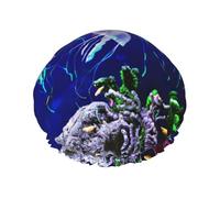 beautiful jellyfish 1 Printed Bathing Hats, Dual Layer Reusable Headgear, Large Hair Cover For Daily Skin Care