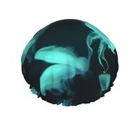 Beautiful Jellyfish Double Layer Waterproof Shower Cap, Extra Large Soft Elastic Band, Reusable Bath Cap For Women Men,Full Print Design