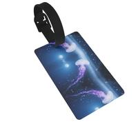 Beautiful Jellyfish Luggage Tags for Suitcases, PVC Suitcase Tag with Secure Strap Suitcase Identifier with Privacy Name Card for Travel Bag Tags Personalized Baggage Tag for Women Men