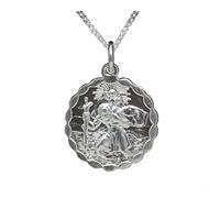 Beautiful Jewellery Company BJC® 9ct White Gold ST Saint Christopher Pendant & Optional White Gold Necklace Made in the UK (No Necklace Required)
