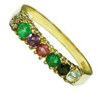Beautiful Jewellery Company BJC® 9ct Yellow Gold DEAREST Ring Diamond Emerald Amethyst Ruby Emerald Sapphire Topaz (T)