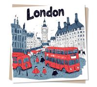 Beautiful Just A Note London Design Card For a Loved One - Bus, Big Ben, City - Thoughtfulness, Message - For A Special Someone, Partner, Friend, Relative