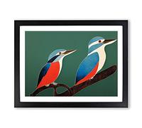 Beautiful Kingfisher Birds Abstract H1022 BLK Framed Print for Living Room Bedroom Home Office Décor, Wall Art Picture Ready to Hang, Black A3 Frame (46 x 34 cm)
