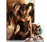 Beautiful Lady Demon with Wings JigsawPuzzle 1000 Pieces for Adults,Family Game Stress Reliever Difficult Challenge Secret Santa Gifts 38x26cm