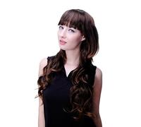 BEAUTIFUL Lady Fashion Quality Wig MIXED BROWN brunette with strands streaks wavy slight curl voluminous top SIDE PARTING 9011A-2T30 long 60 cm