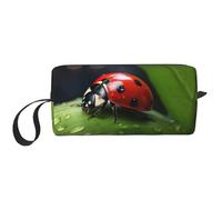 Beautiful Ladybug1 print Travel Toiletry Pouch, Pencil Bag Canvas Makeup Bag, Multi-Purpose Cosmetic Bag with Zipper, White, One Size