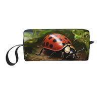Beautiful Ladybug2 print Travel Toiletry Pouch, Pencil Bag Canvas Makeup Bag, Multi-Purpose Cosmetic Bag with Zipper, White, One Size, White, One Size