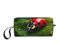Beautiful Ladybug3 print Travel Toiletry Pouch, Pencil Bag Canvas Makeup Bag, Multi-Purpose Cosmetic Bag with Zipper, White, One Size
