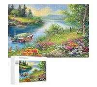 Beautiful Lakeside Scene 1000Pc Jigsaw Puzzles Adults ChildrenJigsaws Post-Exam Relaxation Challenging Design Great Gift Students Stress Reliever 1000 PCS