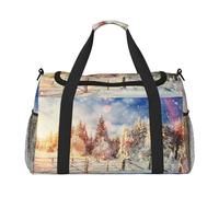 Beautiful Landscape Trees Snow Flakes Print Womens Sports Bags Travel Bag -Duffel Bags for Men,Small Medium Weekender Overnight Bags for Women,Sport Gym Bag