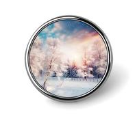 Beautiful Landscape Trees Snow Flakes Round Lapel Pin Women's Novelty Buttons & Pins Metal Badge Cute Brooch Retro Pinback Badge Fashion Bag Pins for Hat Backpacks Tie Suit Wedding Party Accessory