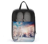 Beautiful Landscape Trees Snow Flakes Shoe Bag Shoe Bags for Travel Waterproof Shoe Bag Shoes Storage Organizer with Zipper & Handle Sneaker Bag Shoe Pouch, style, One Size, Shoe Bags for Travel
