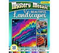 Beautiful Landscapes Mystery Mosaics Color by Number: 50 Pixel Art Journeys Across the Globe (Mystery Mosaic Color By Number Collection)