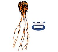 Beautiful Large Octopus Soft Kites with 30M Flying Line for Park Beach Orange Black 400x80cm