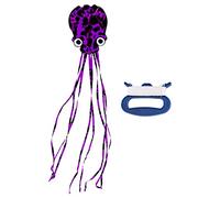 Beautiful Large Octopus Soft Kites with 30M Flying Line for Park Beach Purple Black 400x80cm