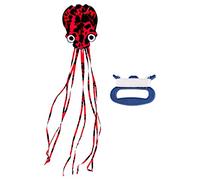 Beautiful Large Octopus Soft Kites with 30M Flying Line for Park Beach Red Black
