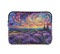 Beautiful Lavender Fields Starry Sky Purple Laptop Sleeve 13-15.6 Inch Quilted Laptop Bag for Womoen Men