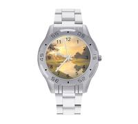 Beautiful Lawn Sunset Business Stainless Watch Fashion Designer Wristwatch Easy Reader Analog Watches Gifts for Men